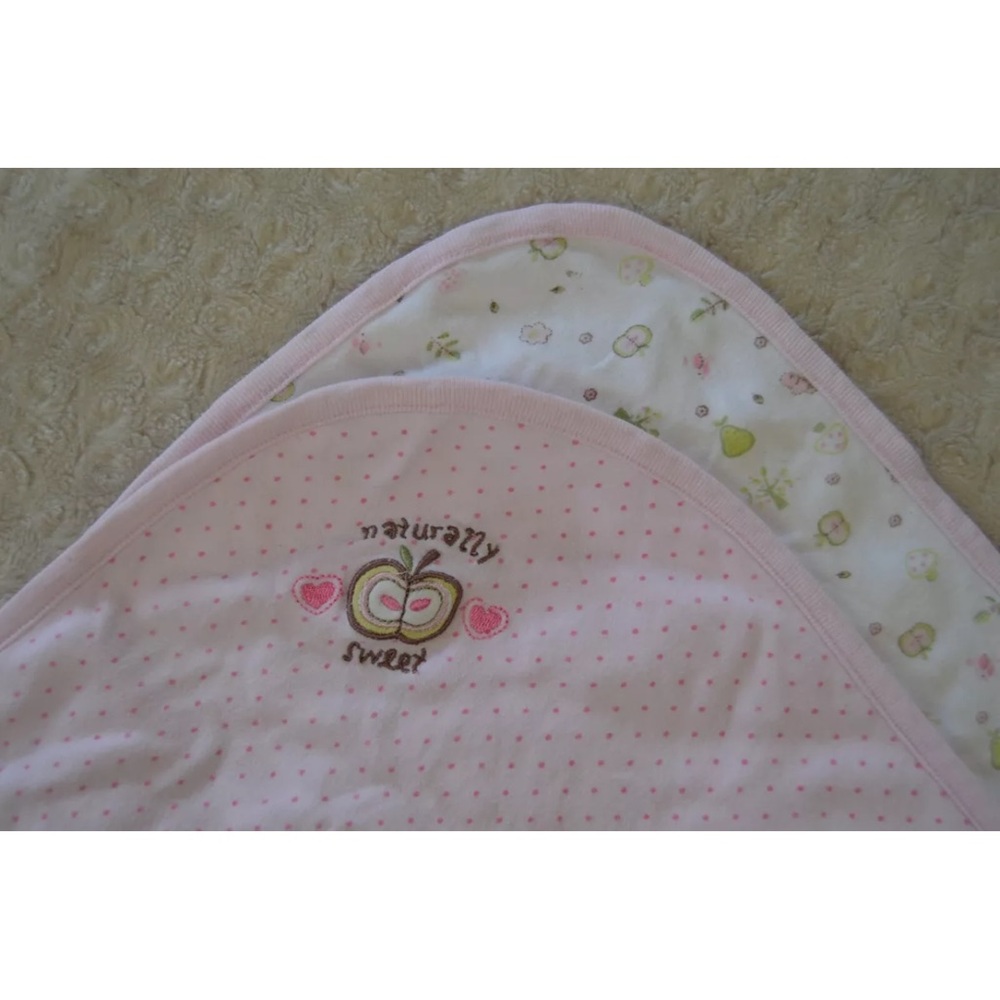 Vitamins Baby Blanket Naturally Sweet Apple Pink White Pear Heart Polka Dots